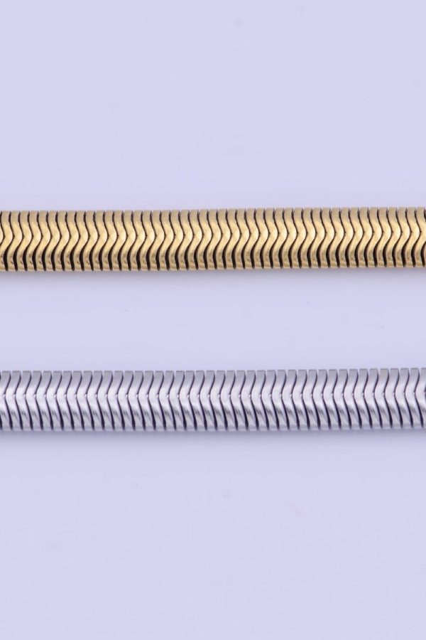 Gold Filled Stainless Steel 7 Inch + 1 Inch Extender Herringbone Snake Chain Bracelet Anklet in Gold & Silver | WA-1142 WA-1143 Clearance Pricing