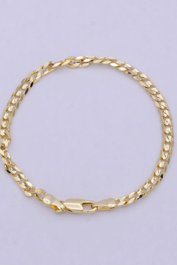 OS 18k Gold Filled Cuban Link Chain Bracelet 7", Gold Curb Chain Bracelet, Miami Cuban Bracelet, Cuban Chain Bracelet Women WA-847
